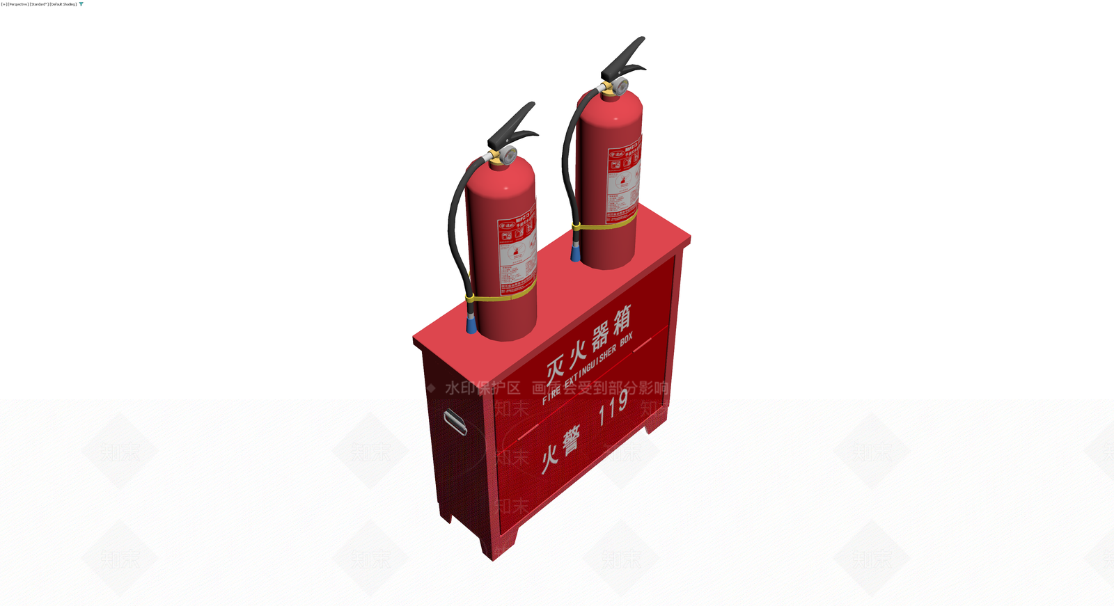 红色灭火器箱配双罐3D模型下载【ID:1229891755】