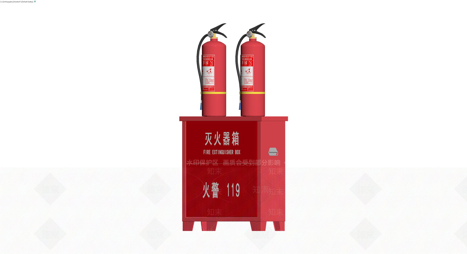 红色灭火器箱配双罐3D模型下载【ID:1229891755】