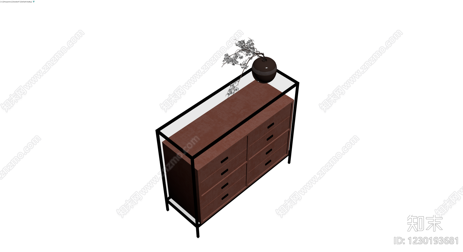现代木质玻璃斗柜3D模型下载【ID:1230193681】