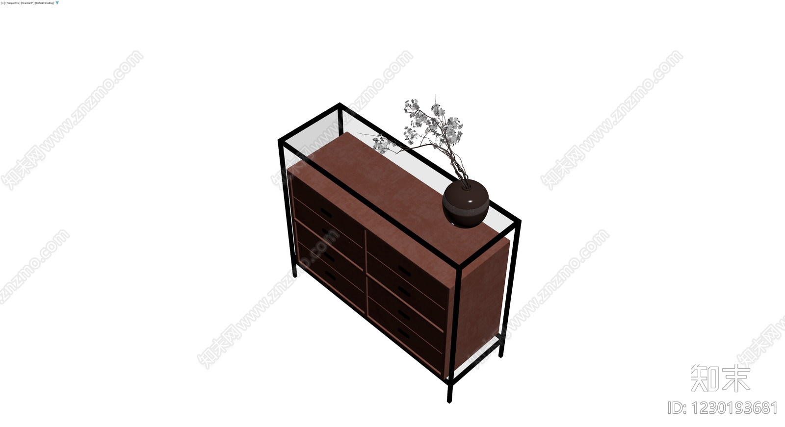 现代木质玻璃斗柜3D模型下载【ID:1230193681】