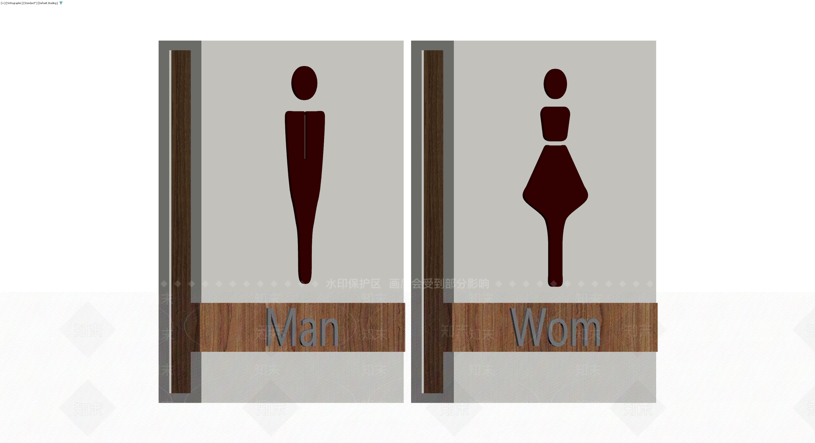 男女卫生间标识牌3D模型下载【ID:1229627834】