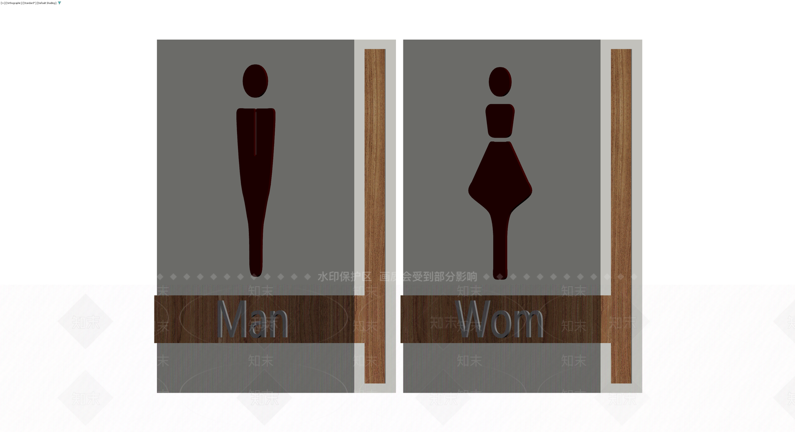 男女卫生间标识牌3D模型下载【ID:1229627834】