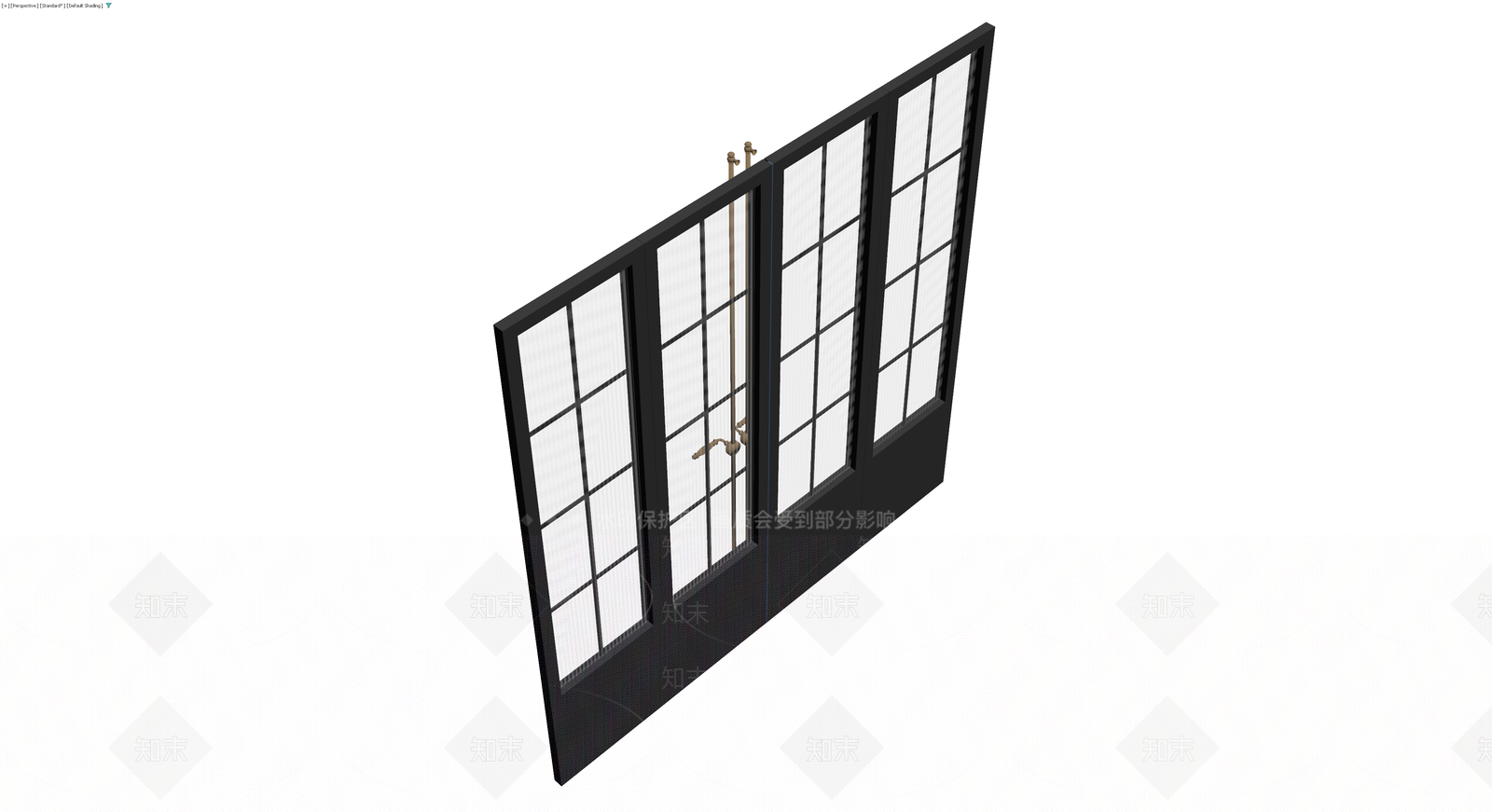 黑色四格玻璃双开门3D模型下载【ID:1230145642】