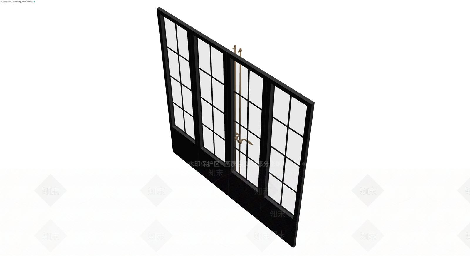 黑色四格玻璃双开门3D模型下载【ID:1230145642】