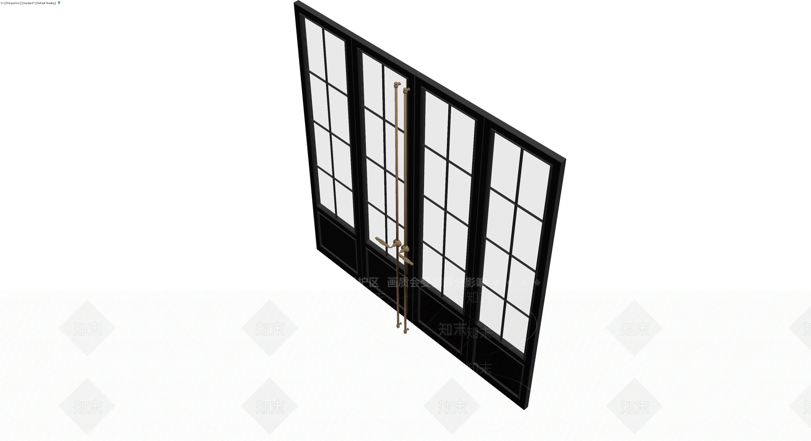 黑色四格玻璃双开门3D模型下载【ID:1230145642】