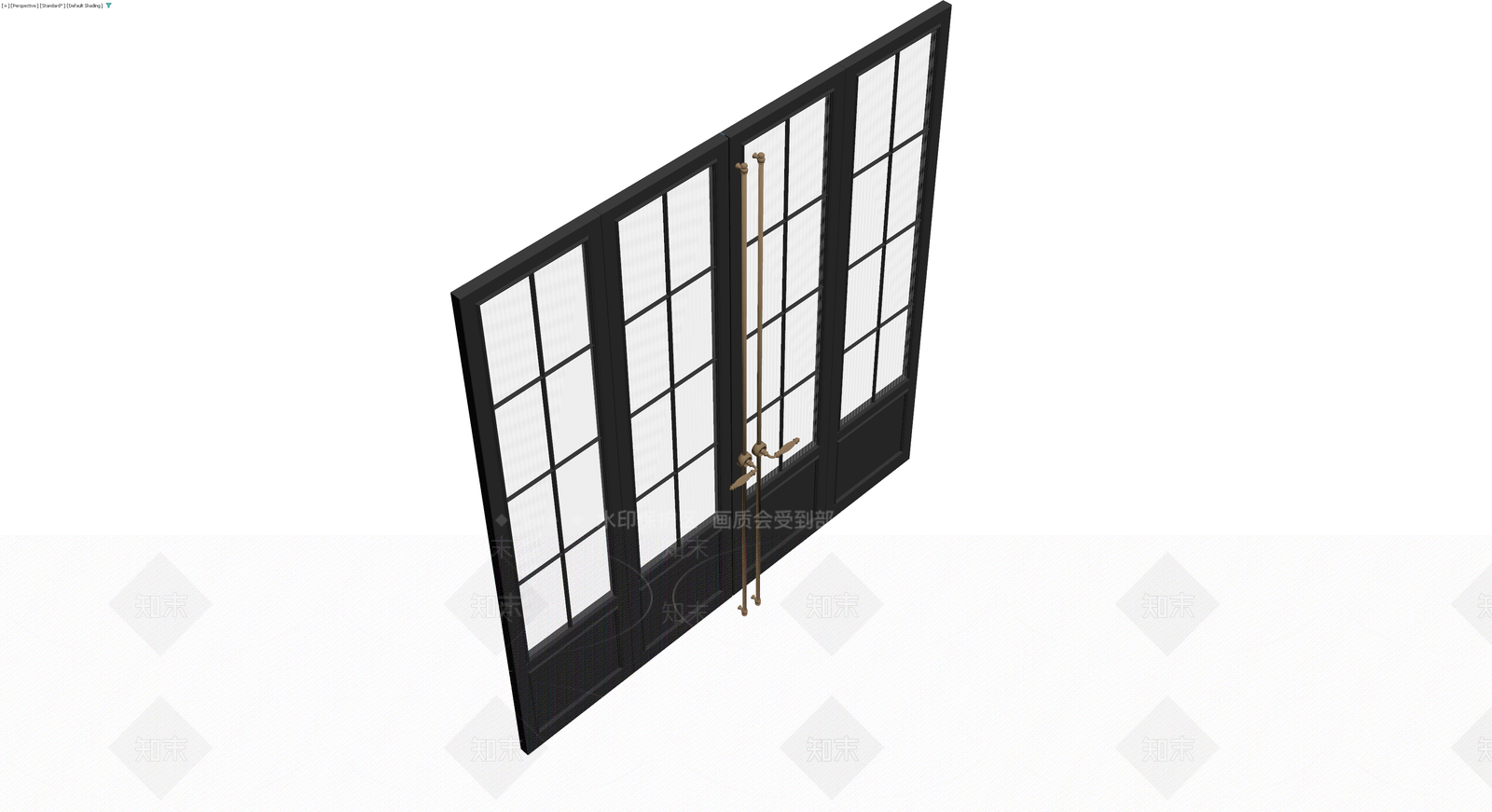 黑色四格玻璃双开门3D模型下载【ID:1230145642】