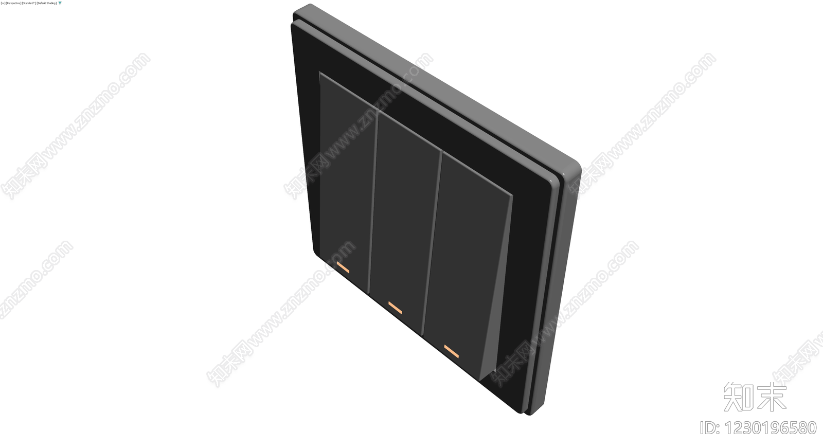 灰色三联翘板开关面板3D模型下载【ID:1230196580】