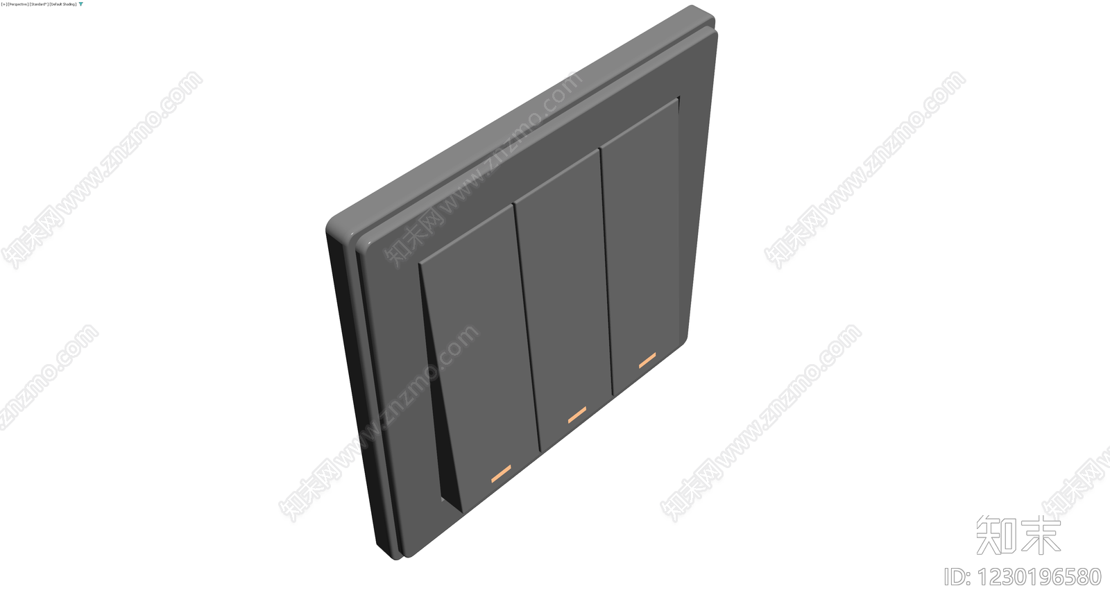 灰色三联翘板开关面板3D模型下载【ID:1230196580】