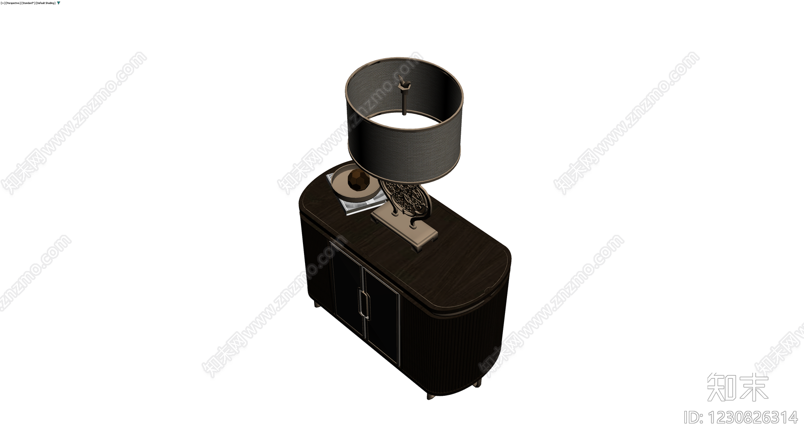 深色边柜配台灯组合3D模型下载【ID:1230826314】
