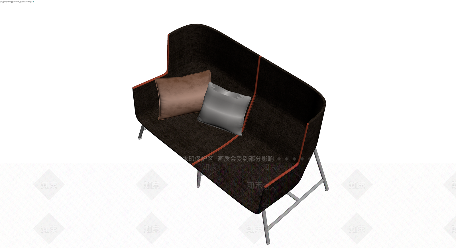 深色现代双人沙发3D模型下载【ID:1229938651】