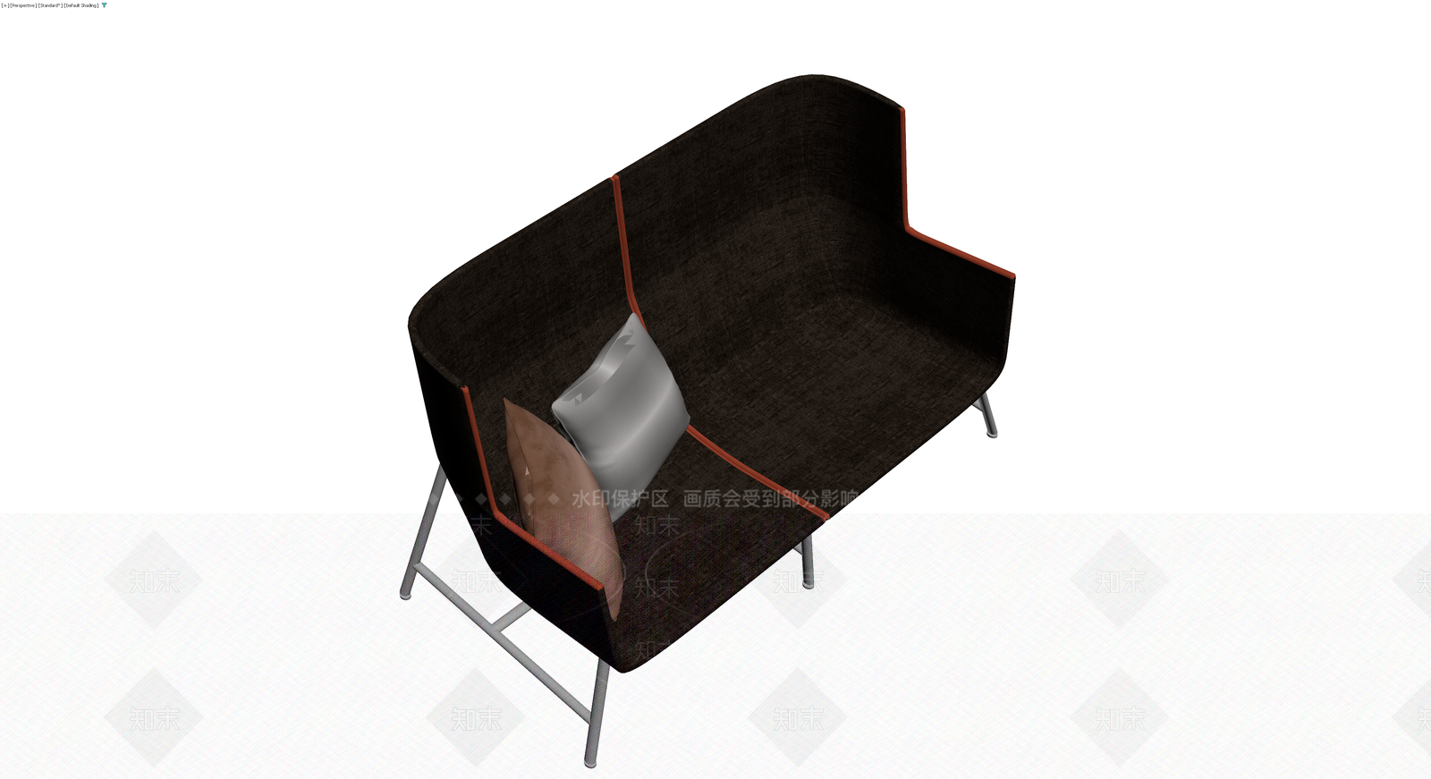 深色现代双人沙发3D模型下载【ID:1229938651】