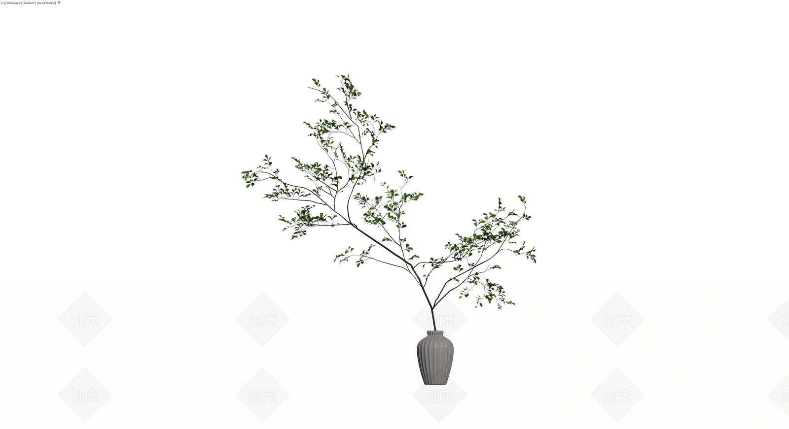 灰色花瓶配绿植盆栽3D模型下载【ID:1229934925】
