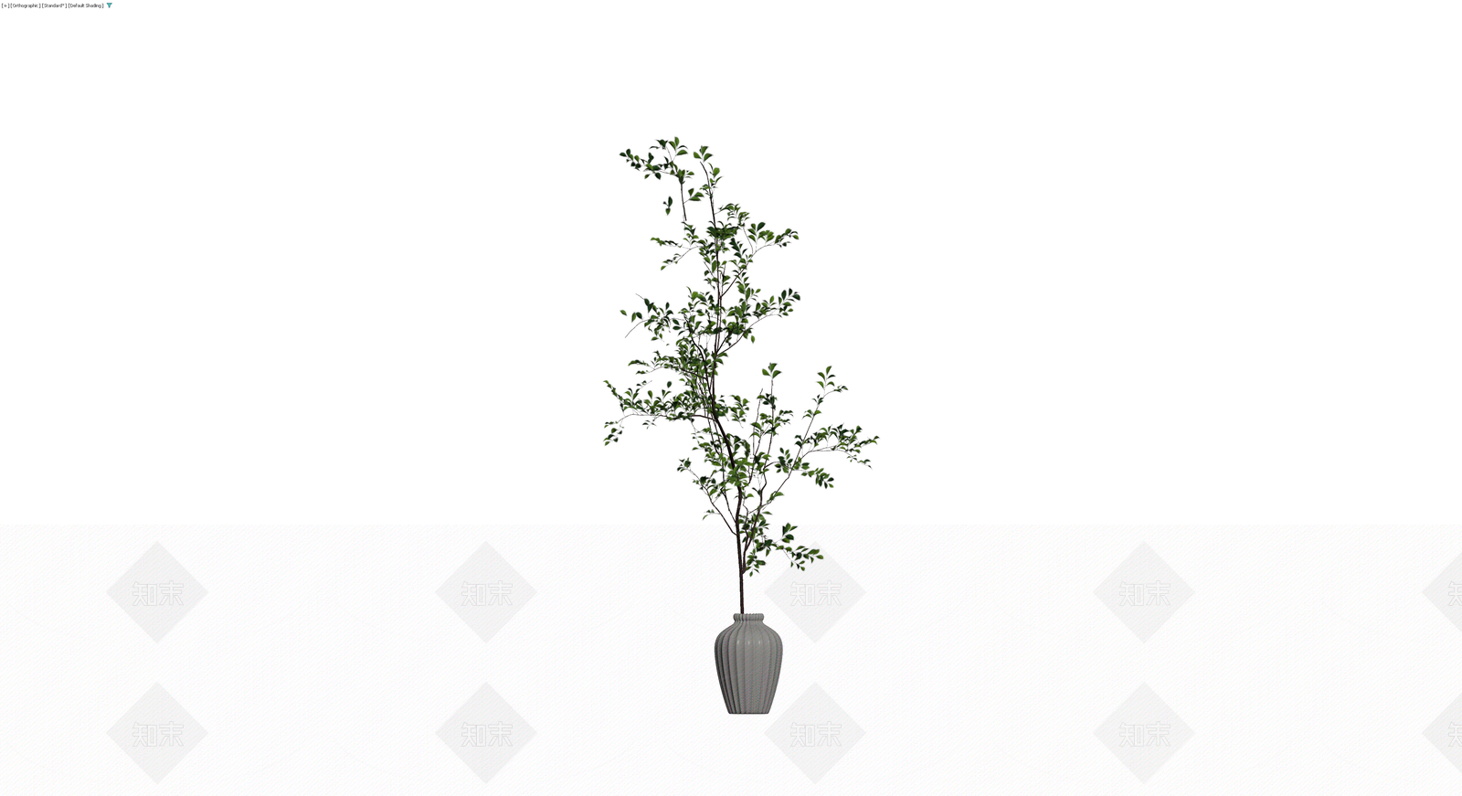 灰色花瓶配绿植盆栽3D模型下载【ID:1229934925】