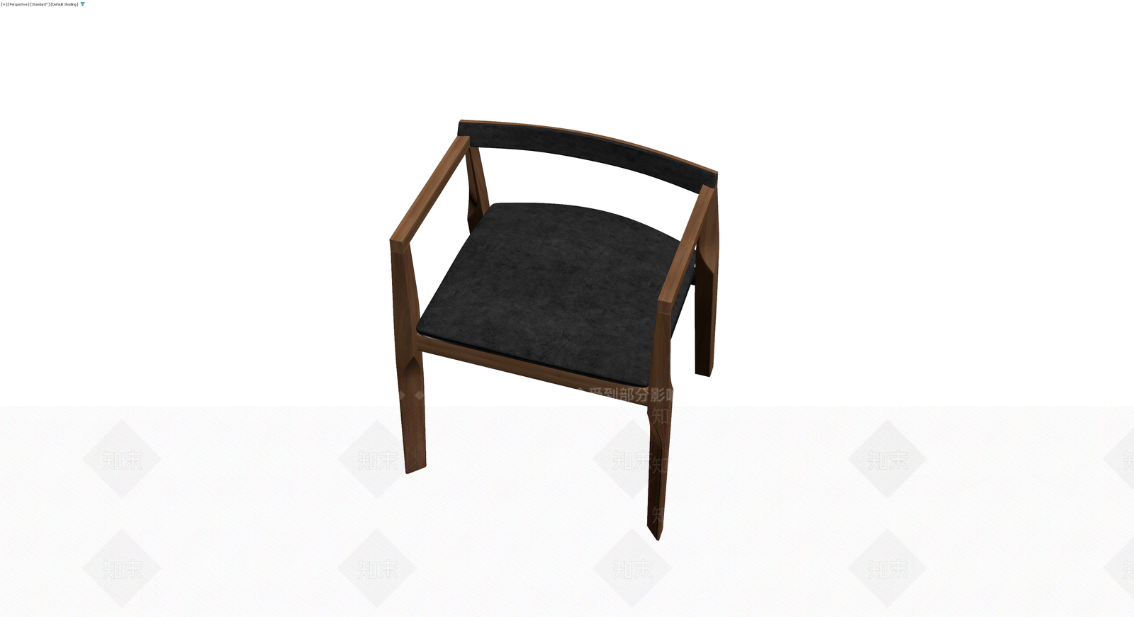 深色软包木质扶手椅3D模型下载【ID:1230600587】