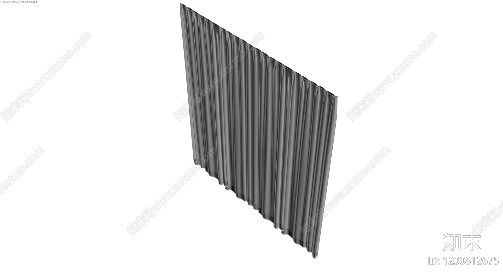 灰色褶皱布艺窗帘3D模型下载【ID:1230812675】
