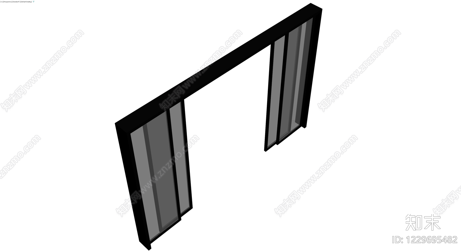 黑色框双扇玻璃隔断3D模型下载【ID:1229695482】