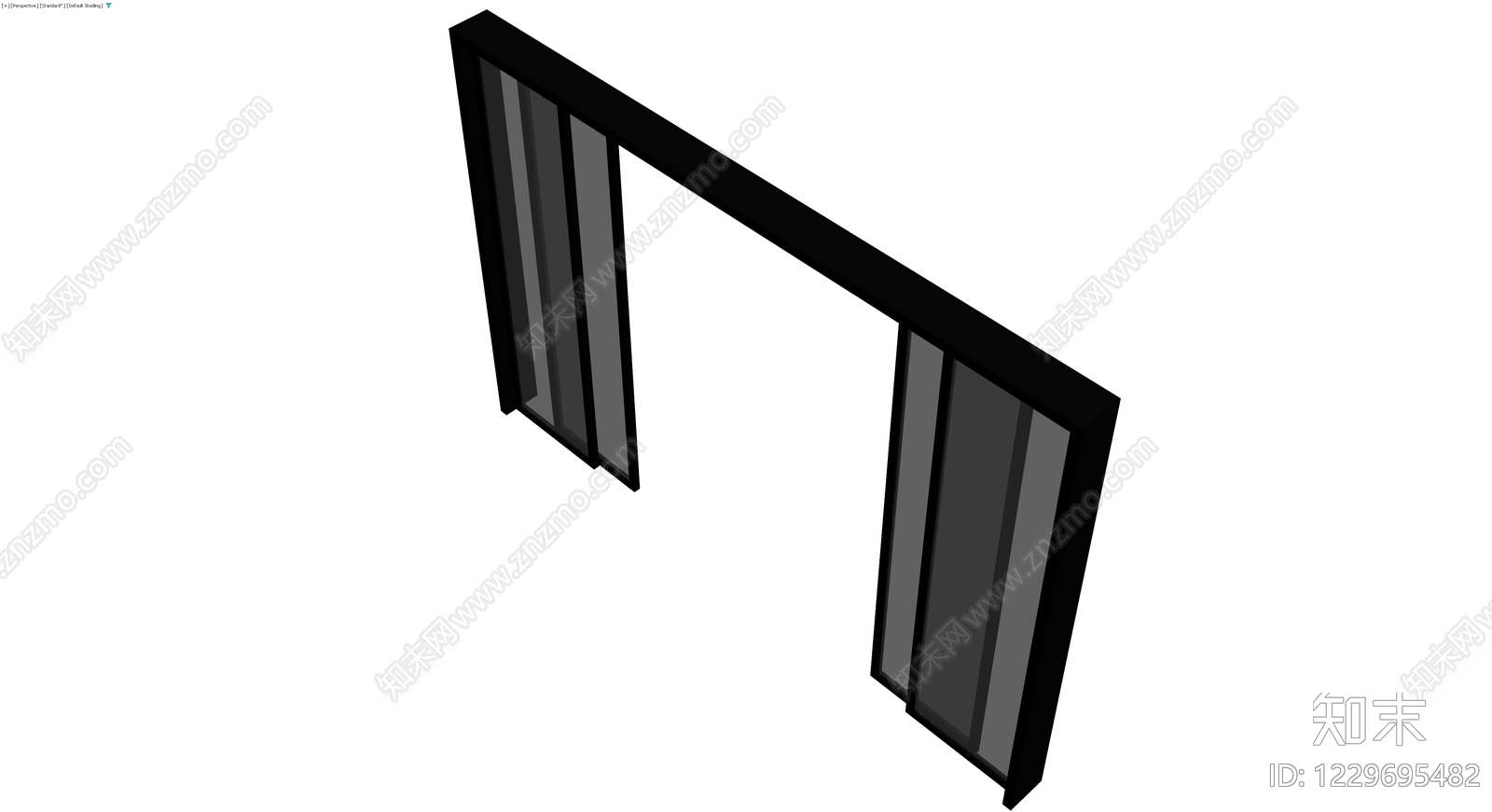 黑色框双扇玻璃隔断3D模型下载【ID:1229695482】