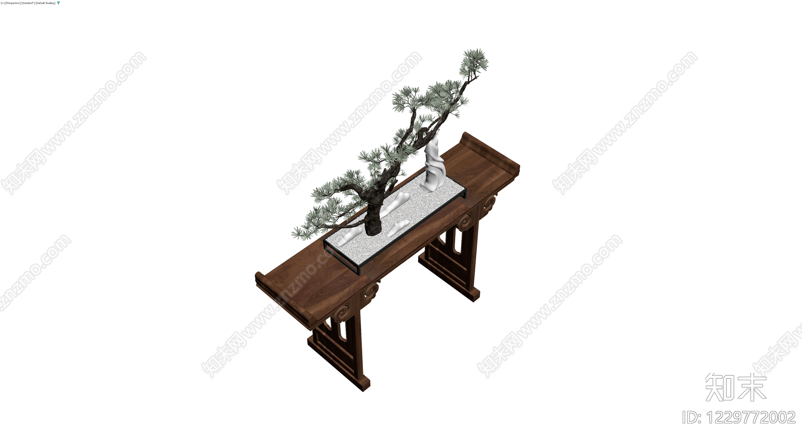 中式案几盆景组合3D模型下载【ID:1229772002】