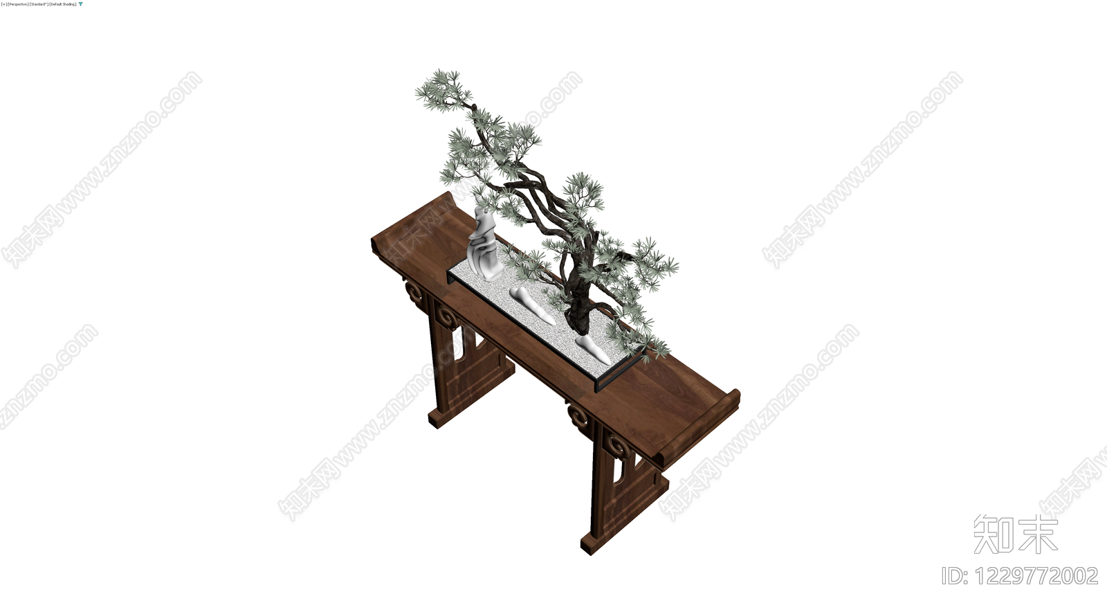 中式案几盆景组合3D模型下载【ID:1229772002】