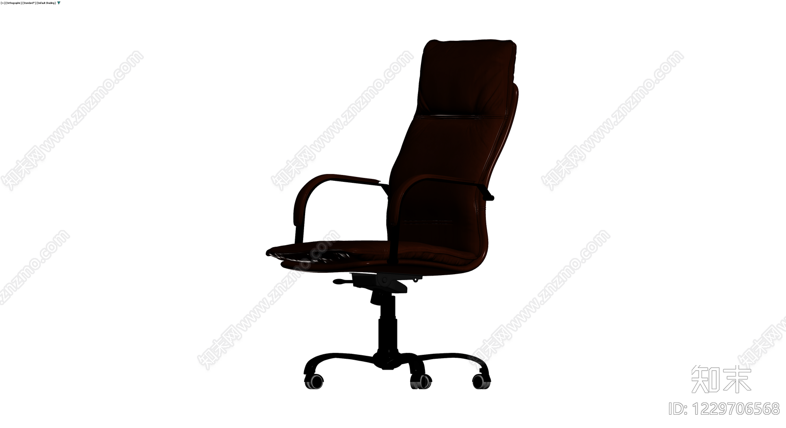 深棕色皮质办公椅3D模型下载【ID:1229706568】