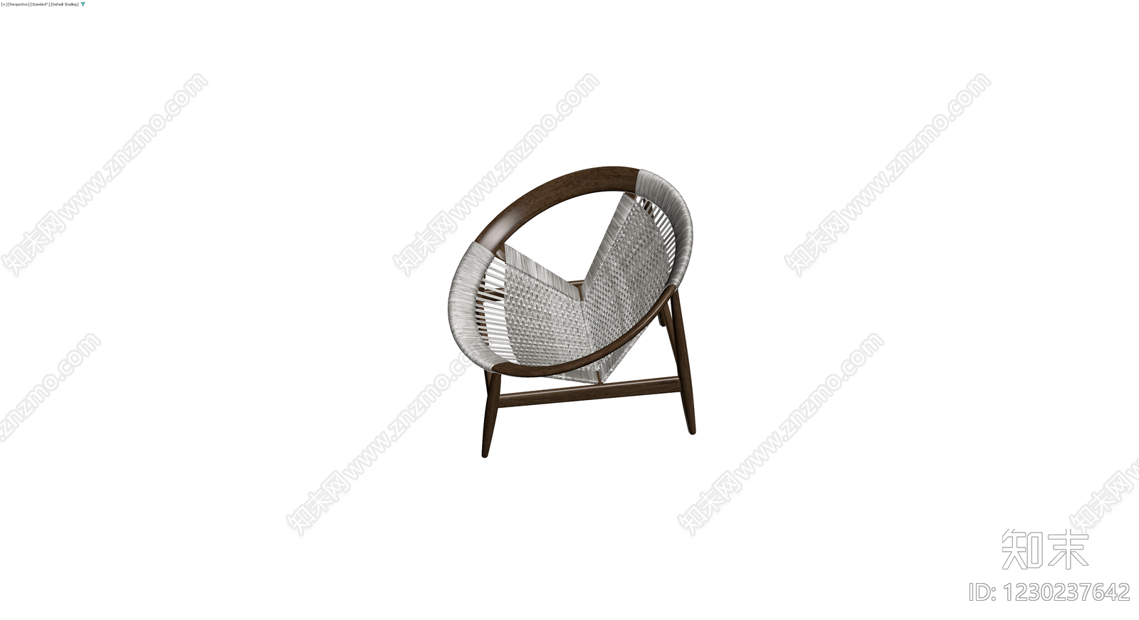 深色木质编织休闲椅3D模型下载【ID:1230237642】