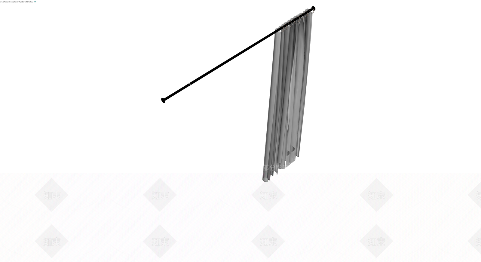 黑色杆白色窗帘组合3D模型下载【ID:1230699038】