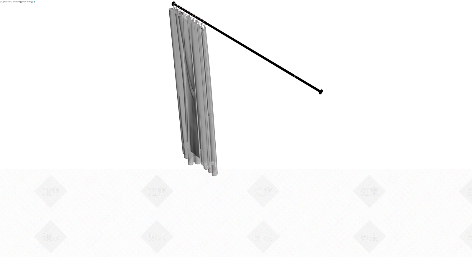 黑色杆白色窗帘组合3D模型下载【ID:1230699038】