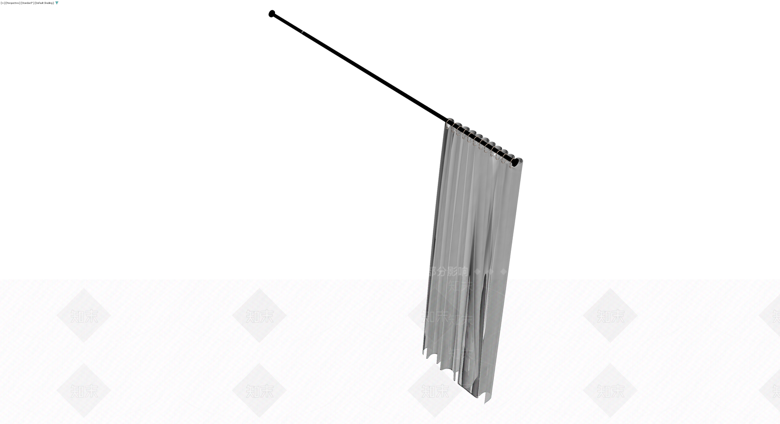 黑色杆白色窗帘组合3D模型下载【ID:1230699038】