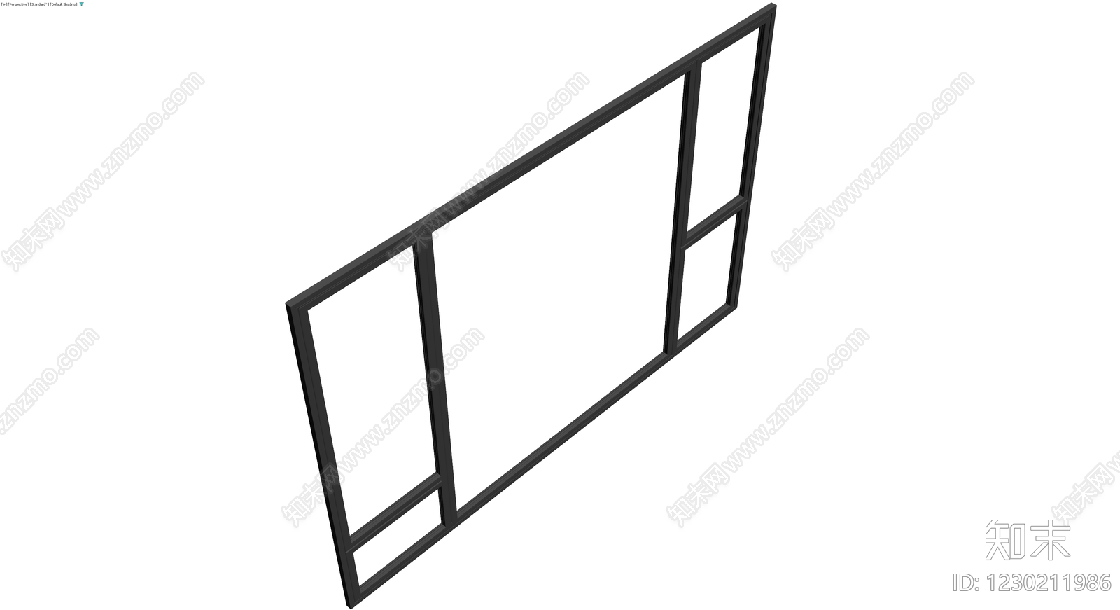 黑色铝合金隔断窗3D模型下载【ID:1230211986】
