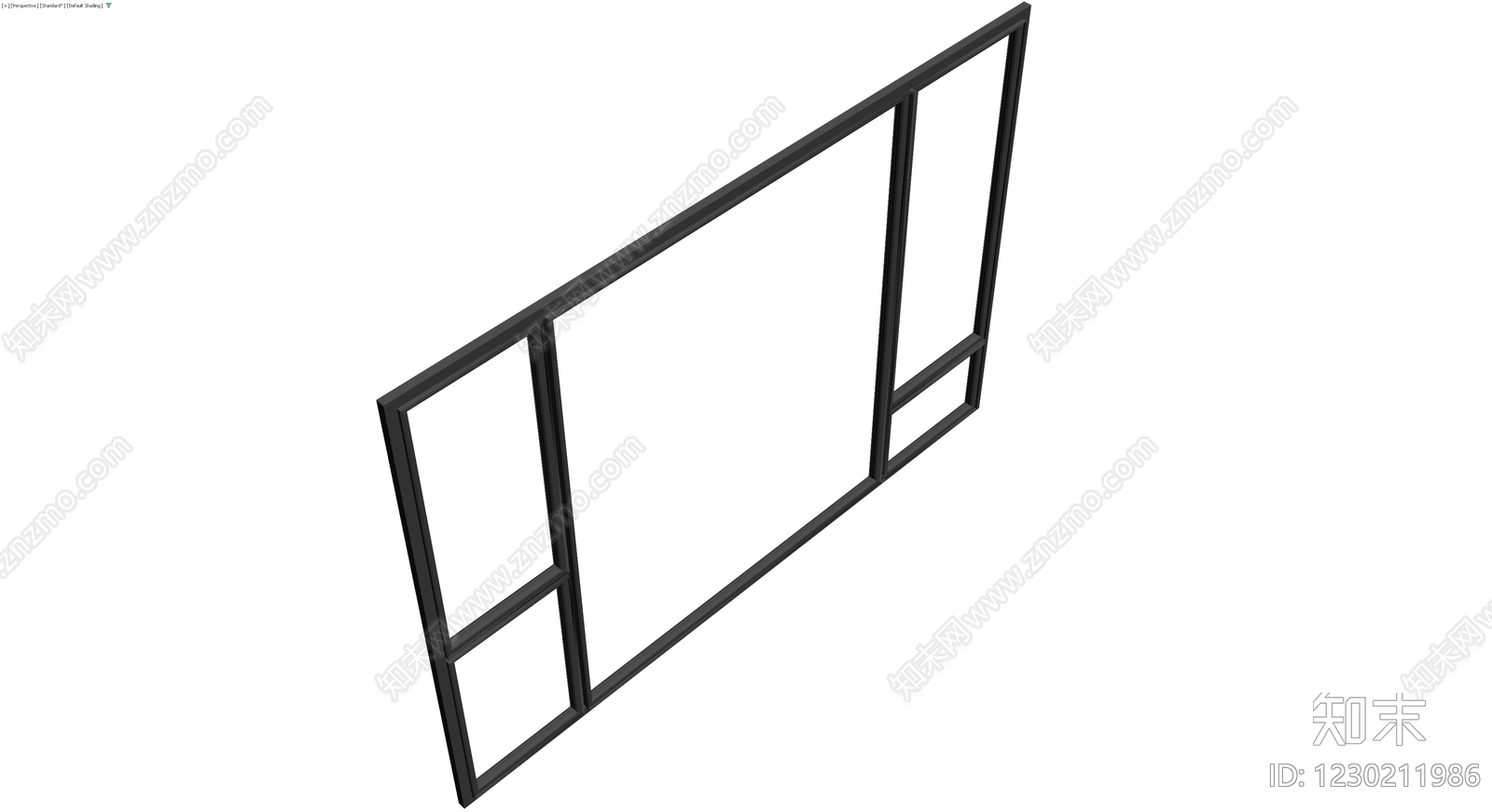 黑色铝合金隔断窗3D模型下载【ID:1230211986】