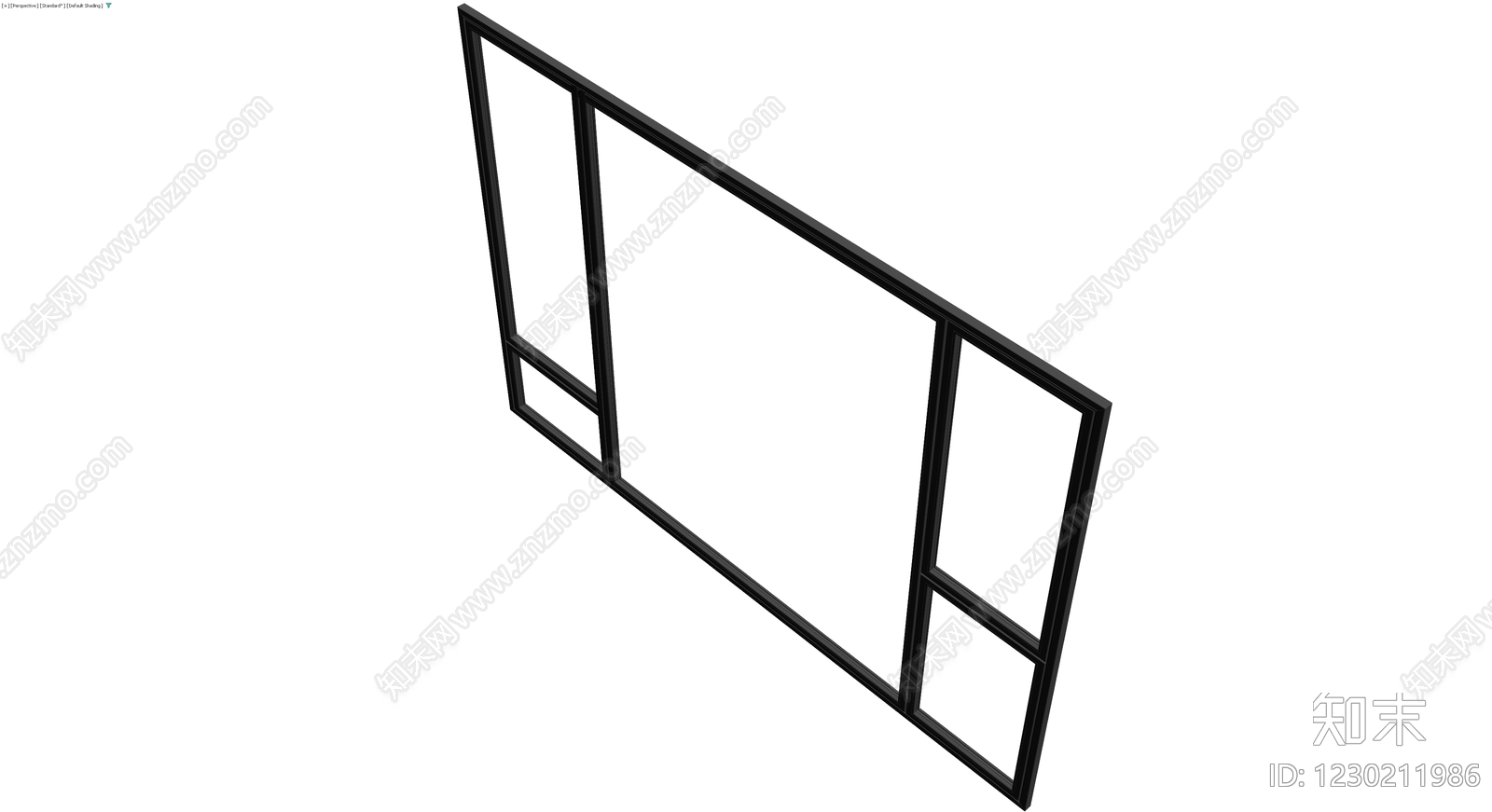 黑色铝合金隔断窗3D模型下载【ID:1230211986】
