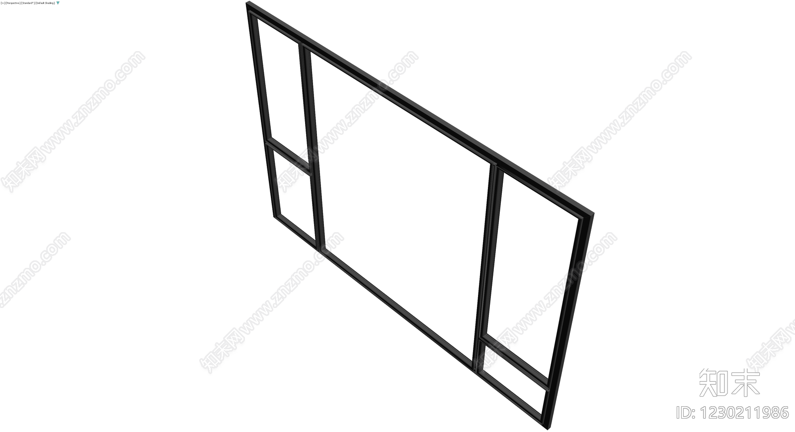 黑色铝合金隔断窗3D模型下载【ID:1230211986】