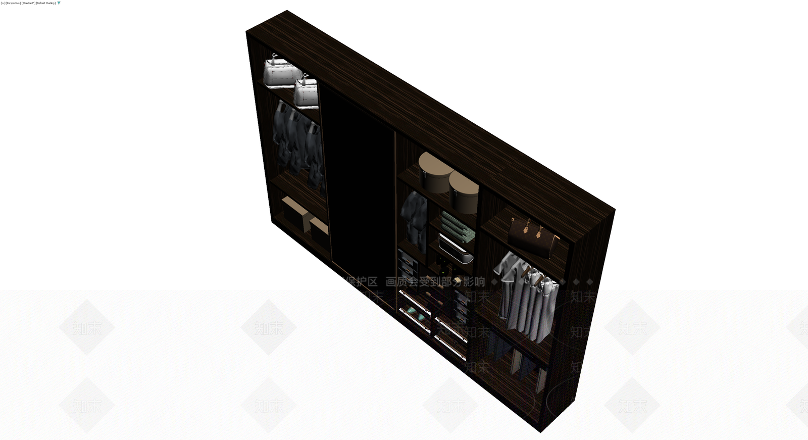 深色木纹整体衣柜3D模型下载【ID:1230322328】