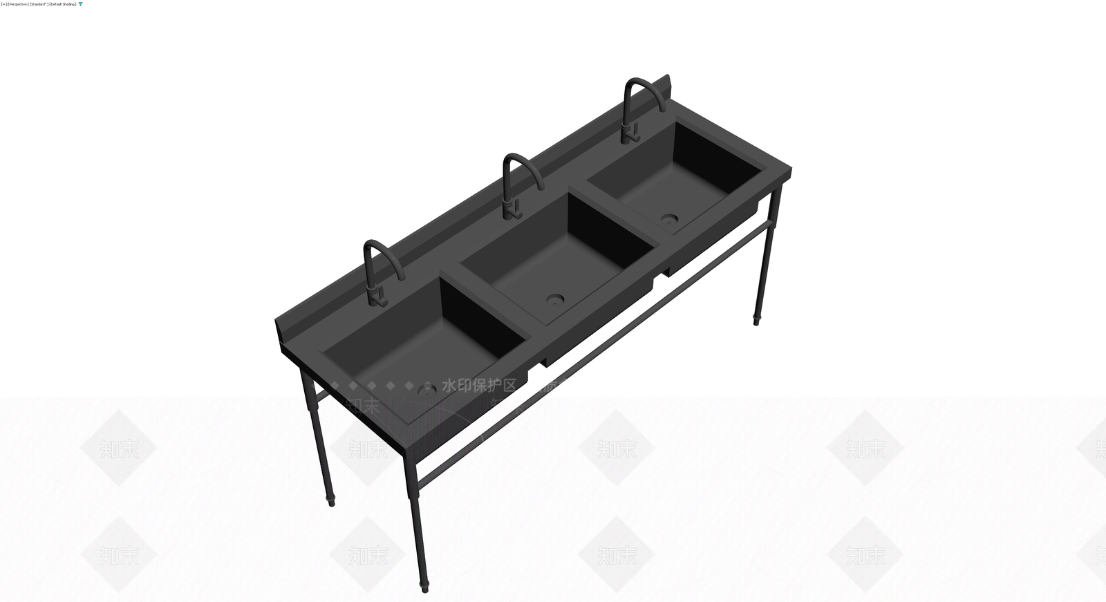 三槽商用不锈钢水池3D模型下载【ID:1229983187】