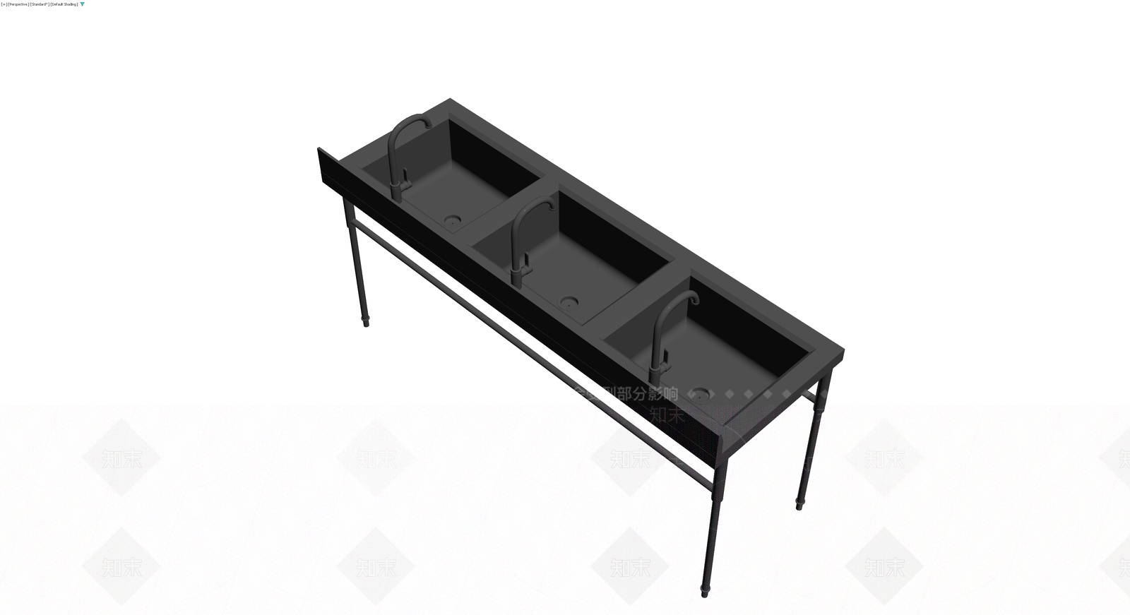 三槽商用不锈钢水池3D模型下载【ID:1229983187】