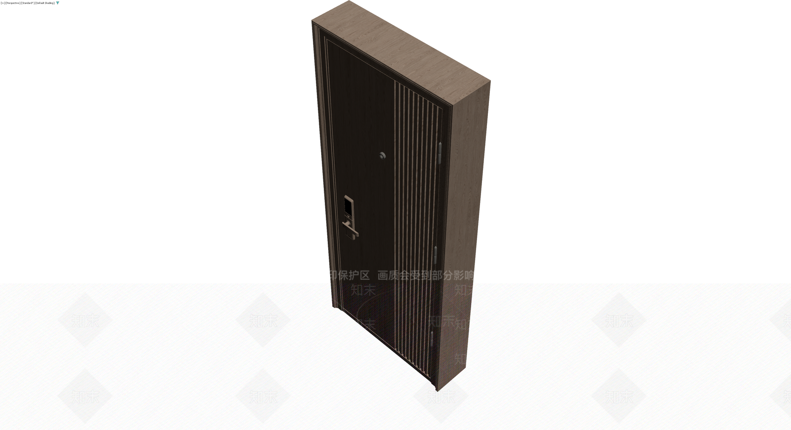 现代木纹智能入户门3D模型下载【ID:1229926373】