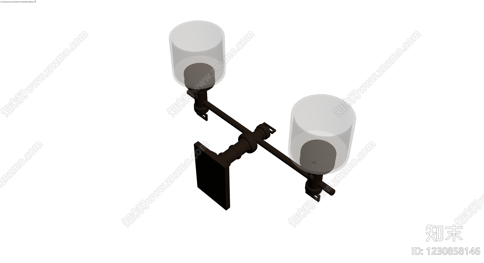 深棕色双头壁灯3D模型下载【ID:1230858146】