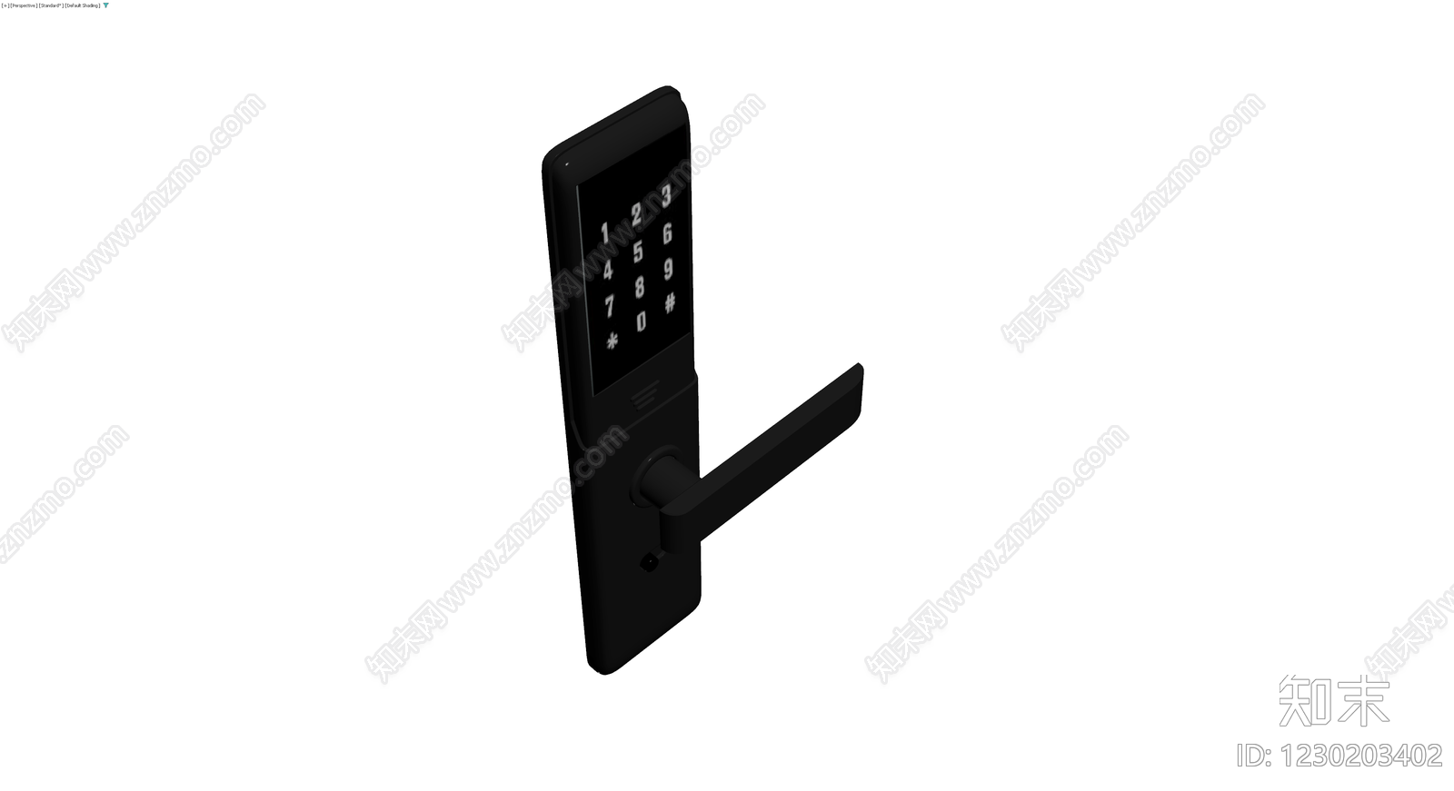 黑色智能密码门锁3D模型下载【ID:1230203402】