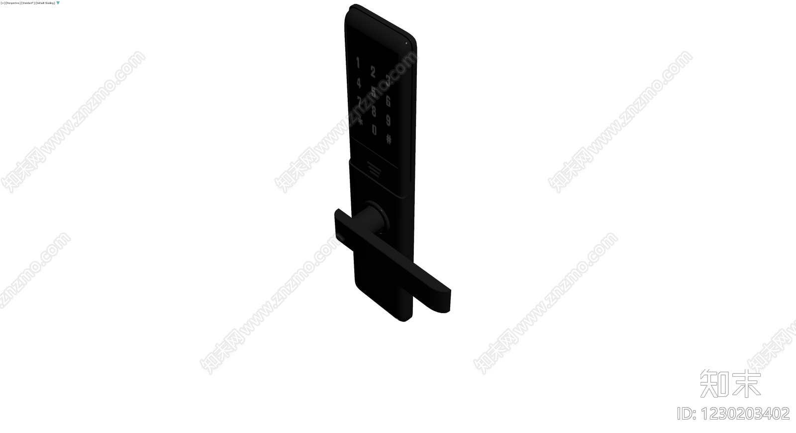 黑色智能密码门锁3D模型下载【ID:1230203402】
