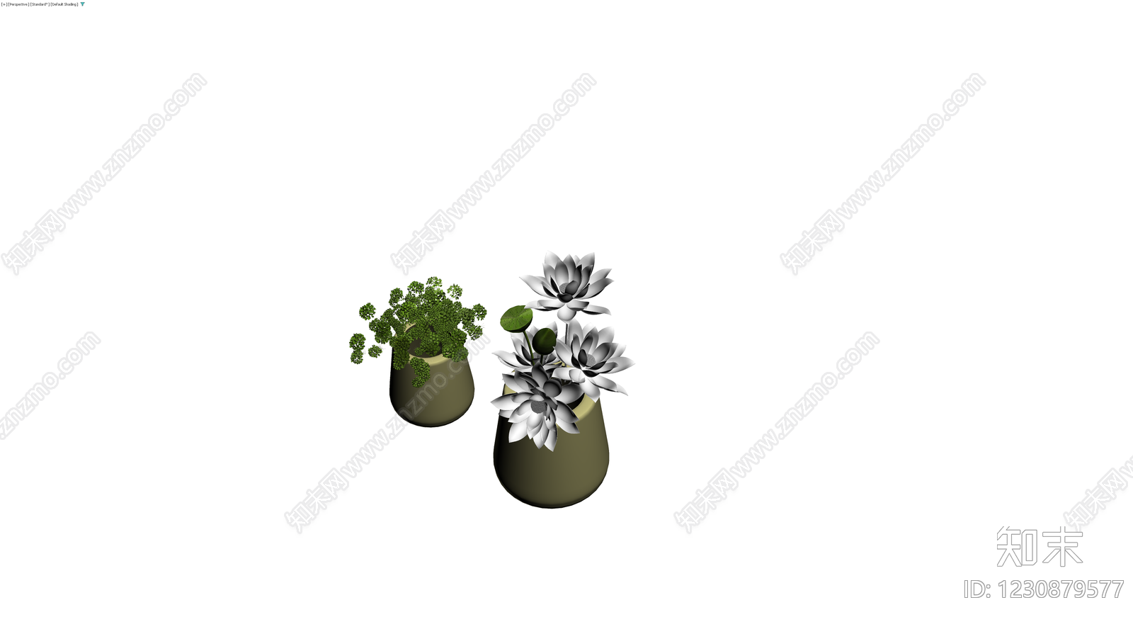 双盆栽组合模型3D模型下载【ID:1230879577】