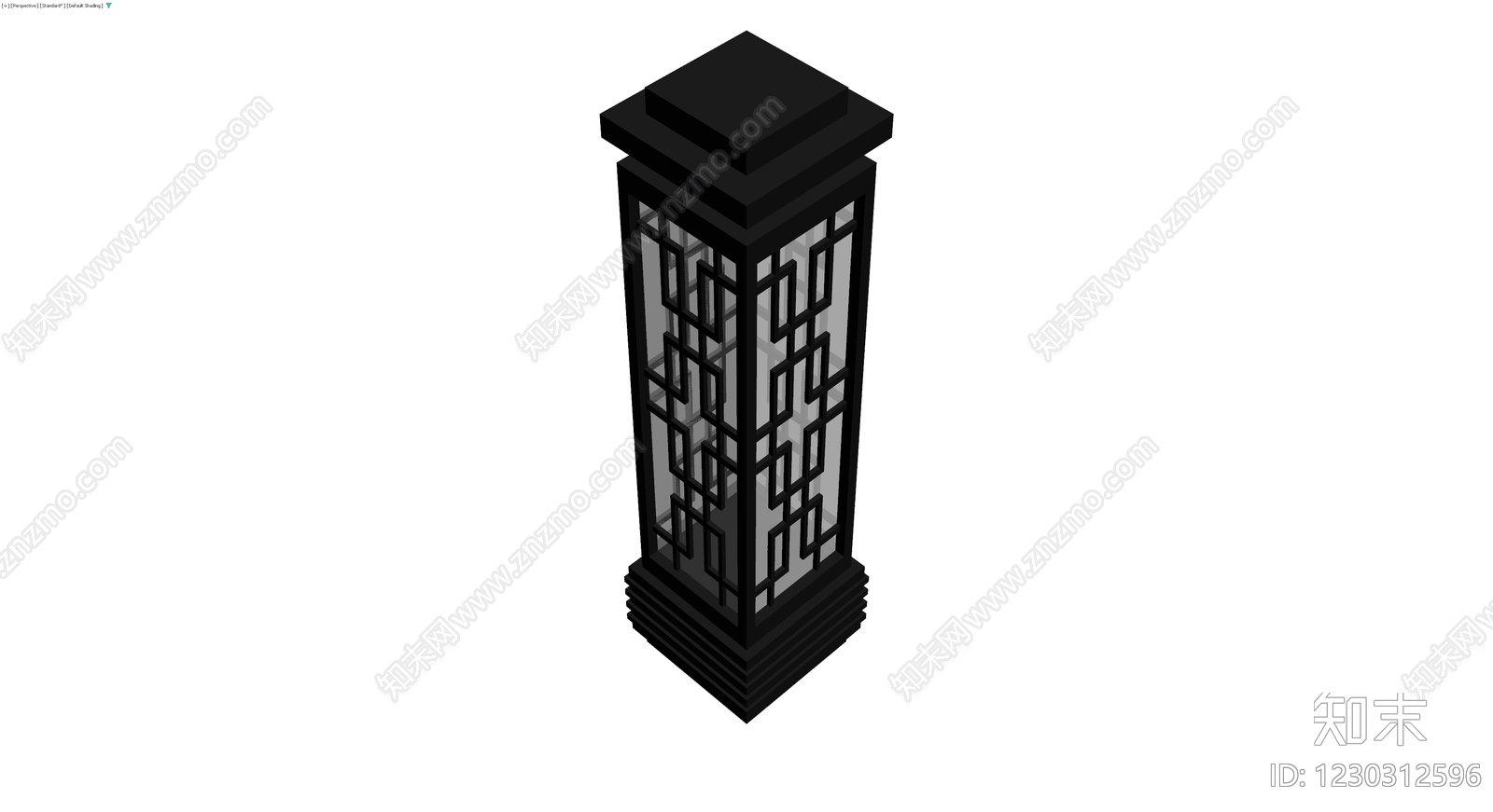 黑色中式落地景观灯3D模型下载【ID:1230312596】