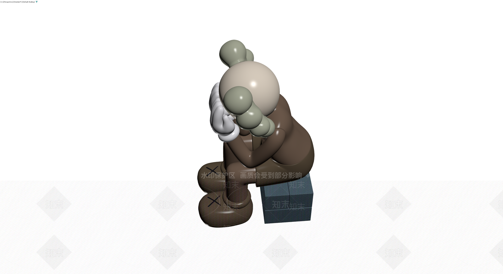 KAWS坐姿雕塑模型3D模型下载【ID:1230384704】