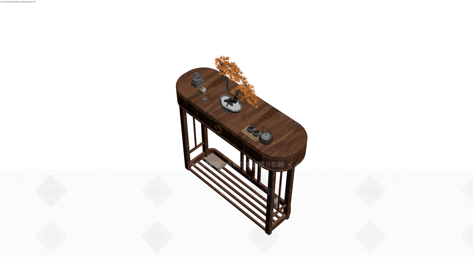 中式实木条案带摆件3D模型下载【ID:1229970934】