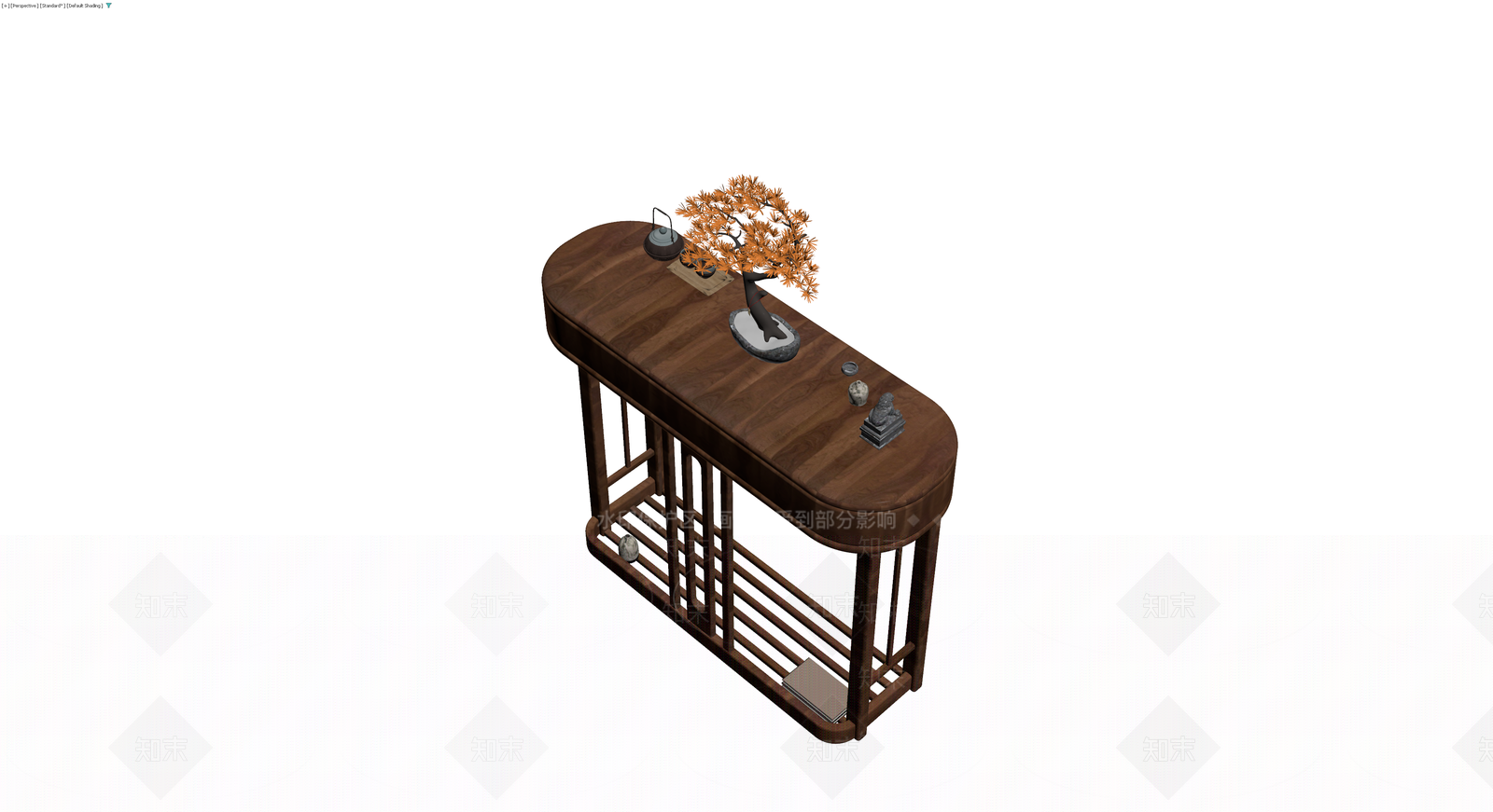 中式实木条案带摆件3D模型下载【ID:1229970934】