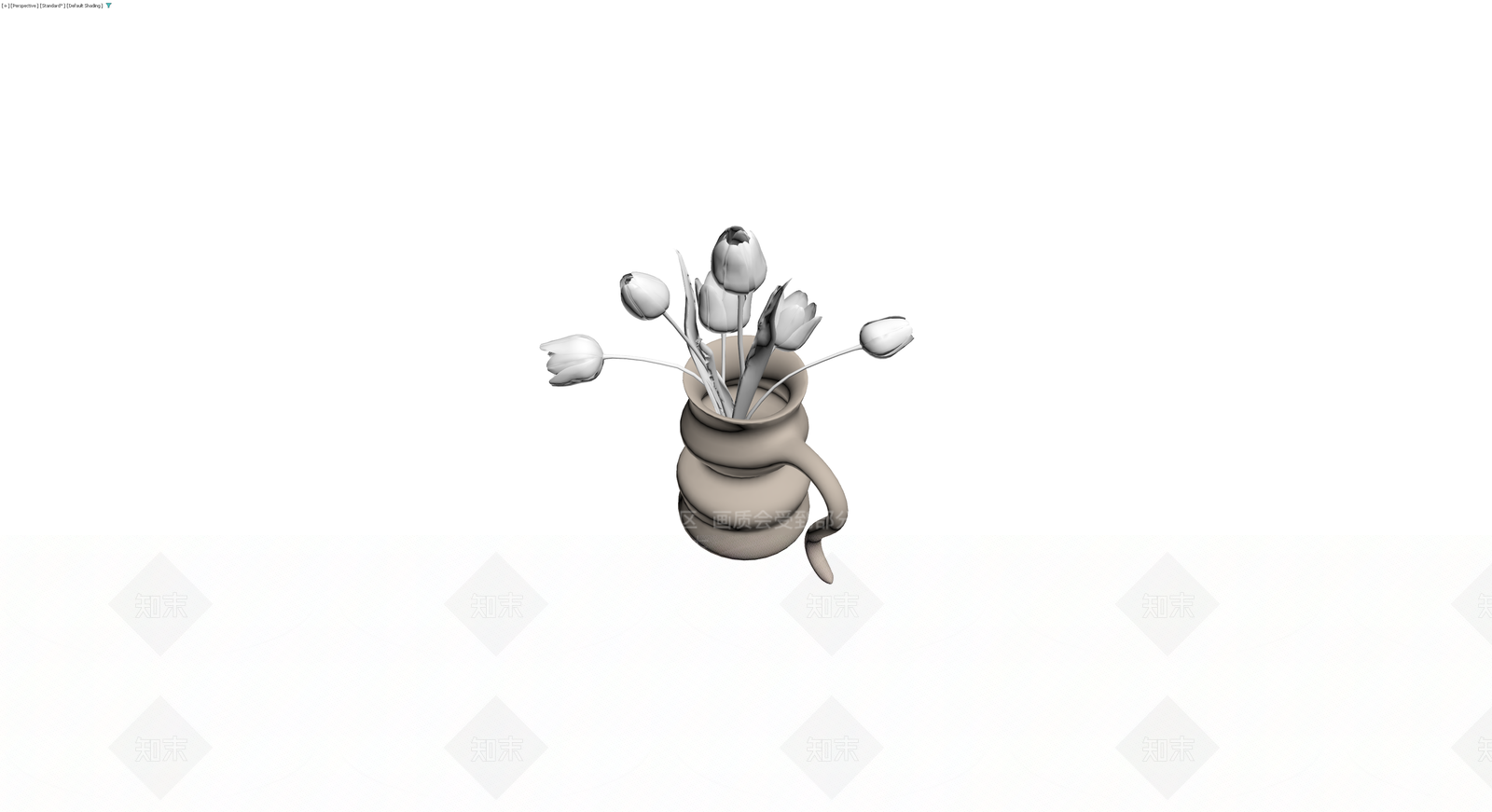 陶罐插白郁金香3D模型下载【ID:1230322963】