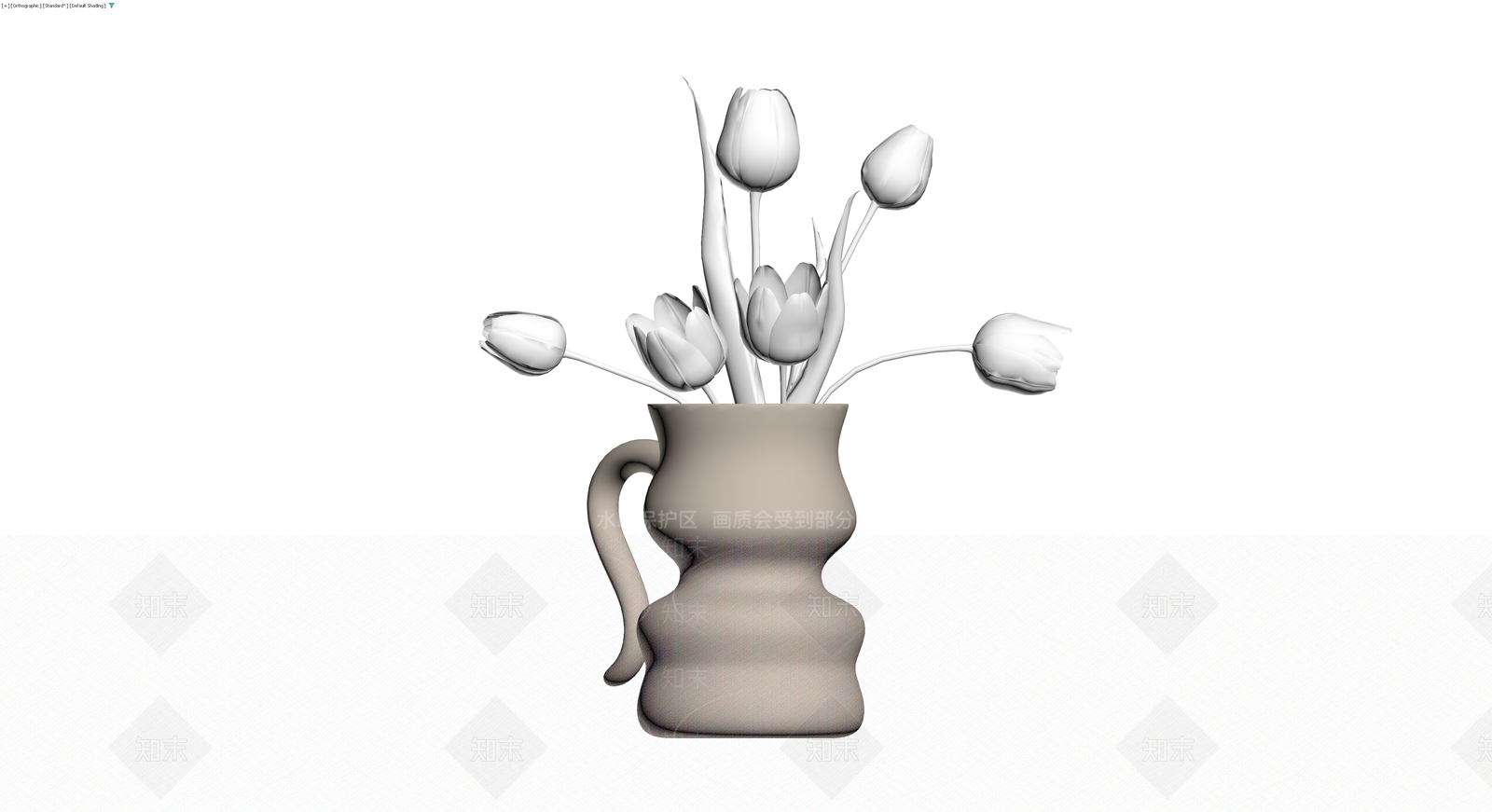 陶罐插白郁金香3D模型下载【ID:1230322963】