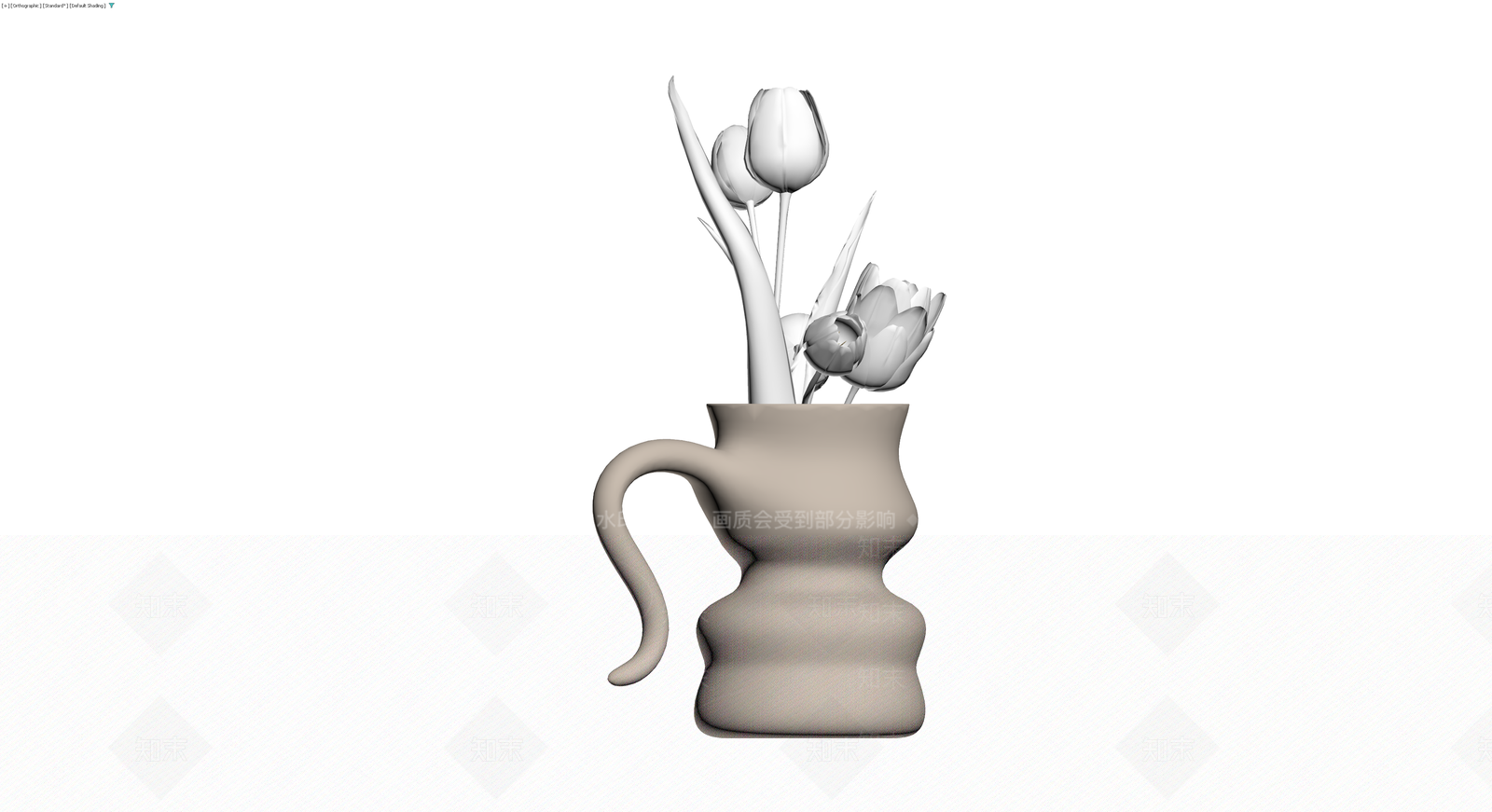 陶罐插白郁金香3D模型下载【ID:1230322963】