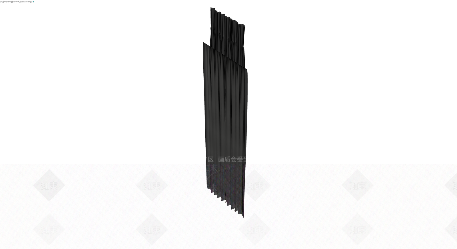 深灰色褶皱布艺窗帘3D模型下载【ID:1230547899】