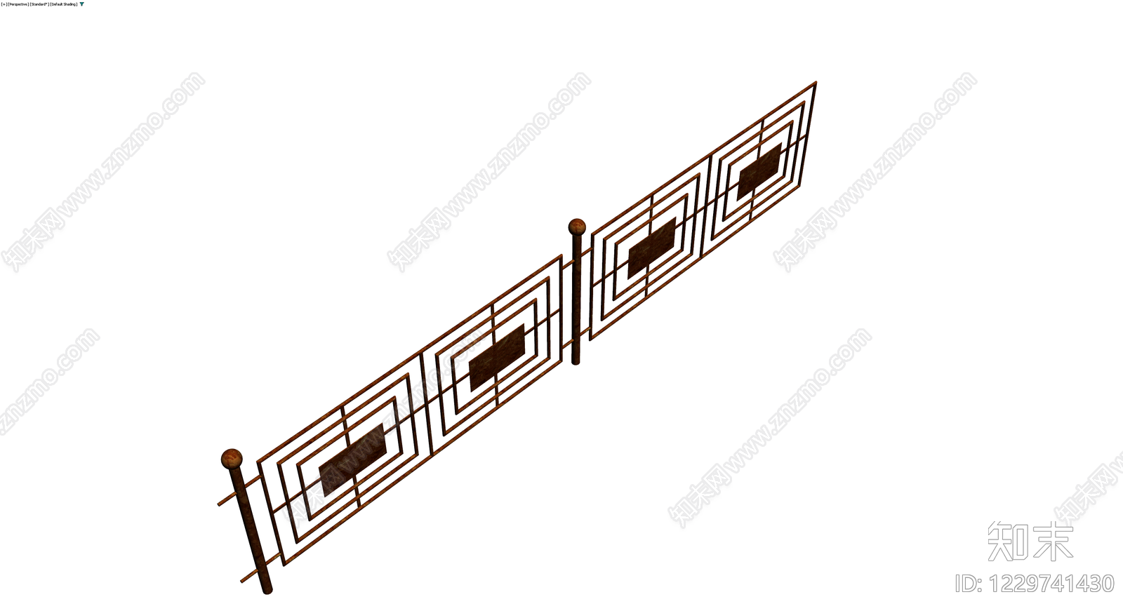 锈蚀金属景观栏杆3D模型下载【ID:1229741430】