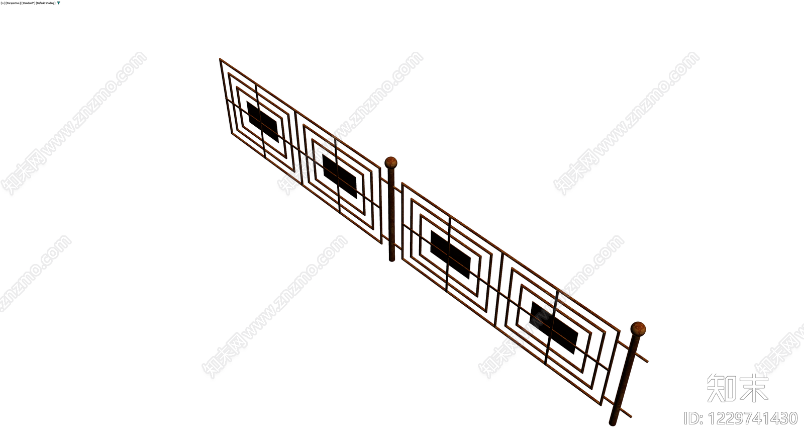 锈蚀金属景观栏杆3D模型下载【ID:1229741430】